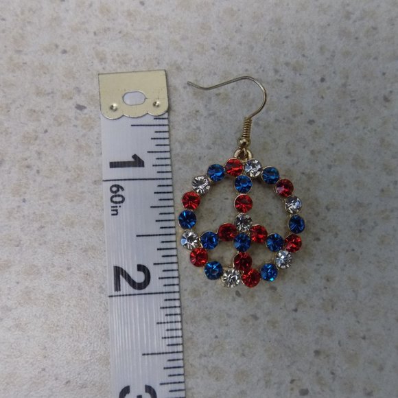 Red, White & Blue Peace Earrings - Picture 2 of 3